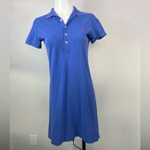 Ralph Lauren Royal Blue Polo Midi Dress with Pink Pony